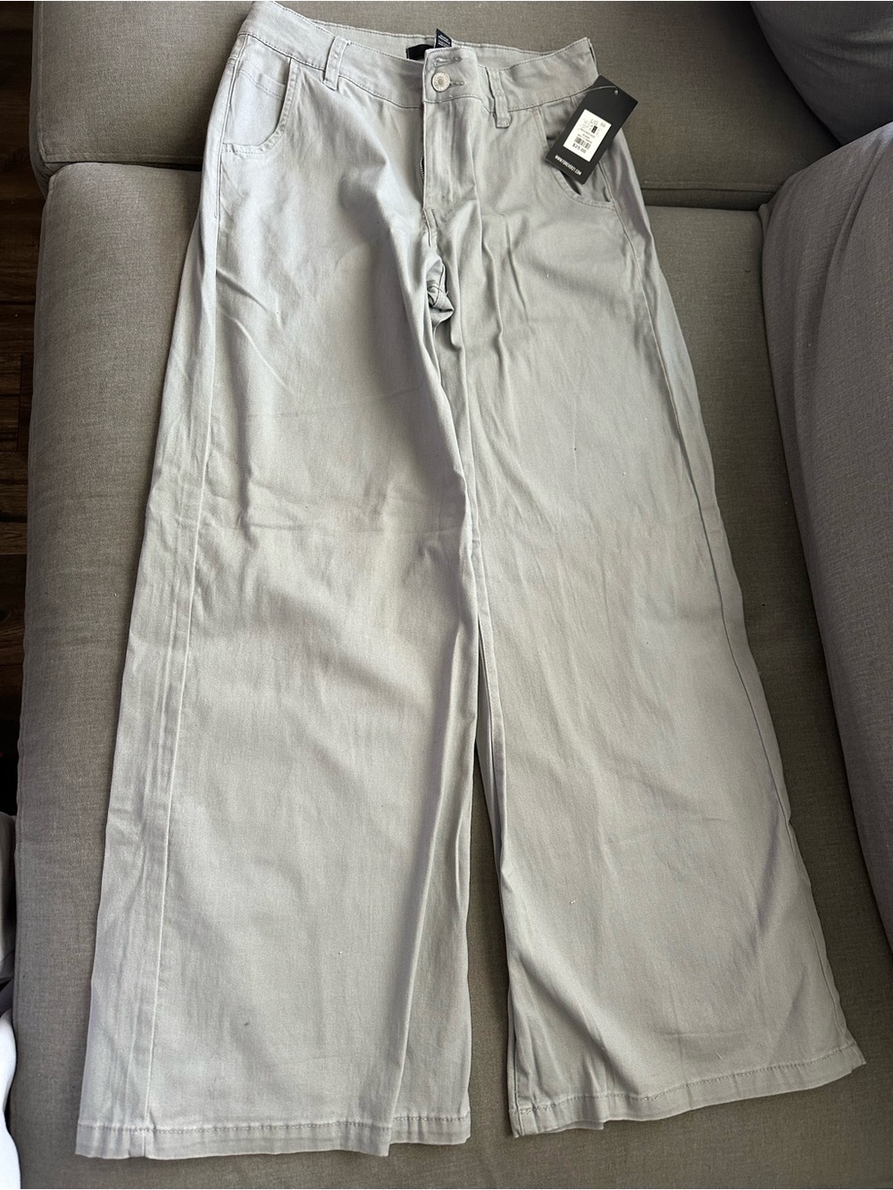 Forever 21 Women's Wide-Leg Chinos in Light Gray